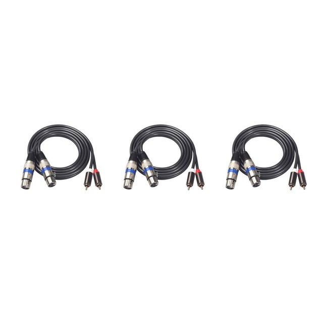 Bearachild Cable de Audio RCA Dual de 1,5 M a 2 XLR enchufe adaptador coaxial Cable de vídeo profesional plateado No.1 3piezas