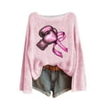 thumbnail image 2 of Craaazy Women's Fashion Breast Cancer Awareness Prints Shirts Round Neck Long Sleeve Pullover Knitted Tops Gifts, 2 of 5
