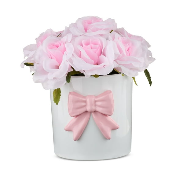 Rose Floral Pot, Pink, 8", by Way To Celebrate