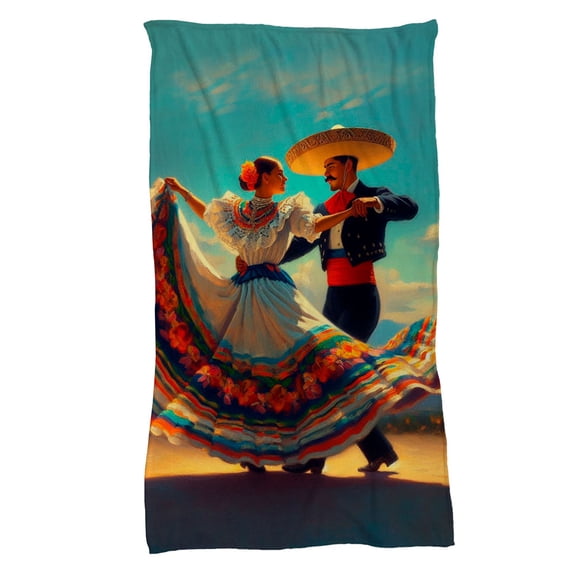 Cobija Manta Frazada Diseño de Bailarines Fiestas Patrias Juana Gallo Ultra Suave y Ligera