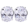 thumbnail image 2 of Ratnavali Jewels Cubic Zirconia Diamond Rhodium Plated White Oval Stud Earrings for Women, 2 of 4