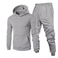 thumbnail image 6 of yuCgh Men's Two-Piece Hoodie Sweatshirt and Jogging Pants Tracksuit Set for Casual Sports and Athletic Wear, Comfortable Lounge Outfit for Outdoor Activities and Everyday Use,Light Gray S, 6 of 6