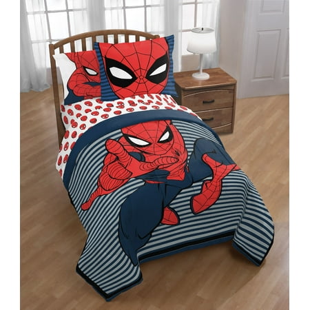 Marvel Spider Man Stripes Reversible Twin Full Comforter Set