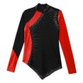 thumbnail image 5 of Niños Niñas patinaje artístico Ballet danza lírica traje de actuación brillante sudadera con diamantes de imitación suéter Irregular Tops, 5 of 5