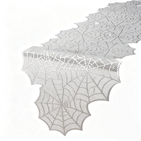 Waterproof Heat Resistant Halloween Spider Web Table Runner Hollow Out Spooky Table Decor Runner For Dining Table Kitchen Festive Tabletop Decoration For Indoor Halloween Holiday Party Gift