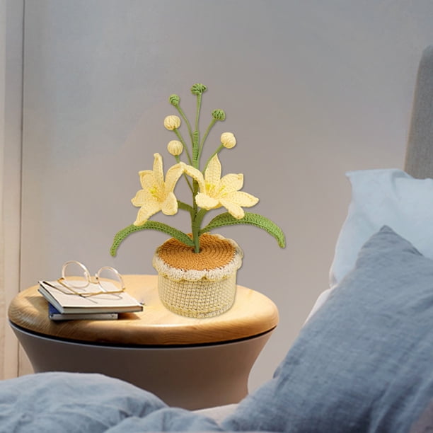 Bonsái de Escritorio con Flor Artificial Tejida a Mano para Decoración Del Hogar.