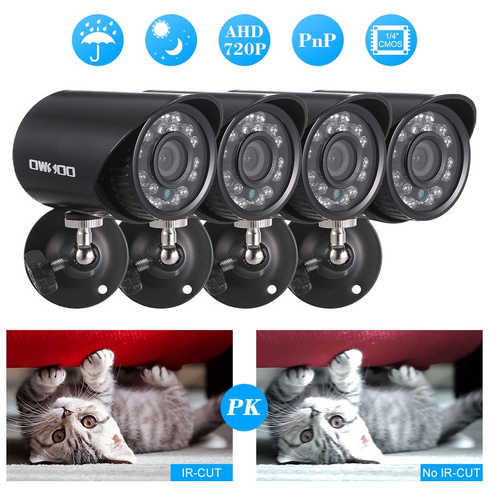 OWSOO 4*720P AHD CCTV Camera 4*60ft Cable IR-CUT Night Vision 30pcs Array X1Y4 