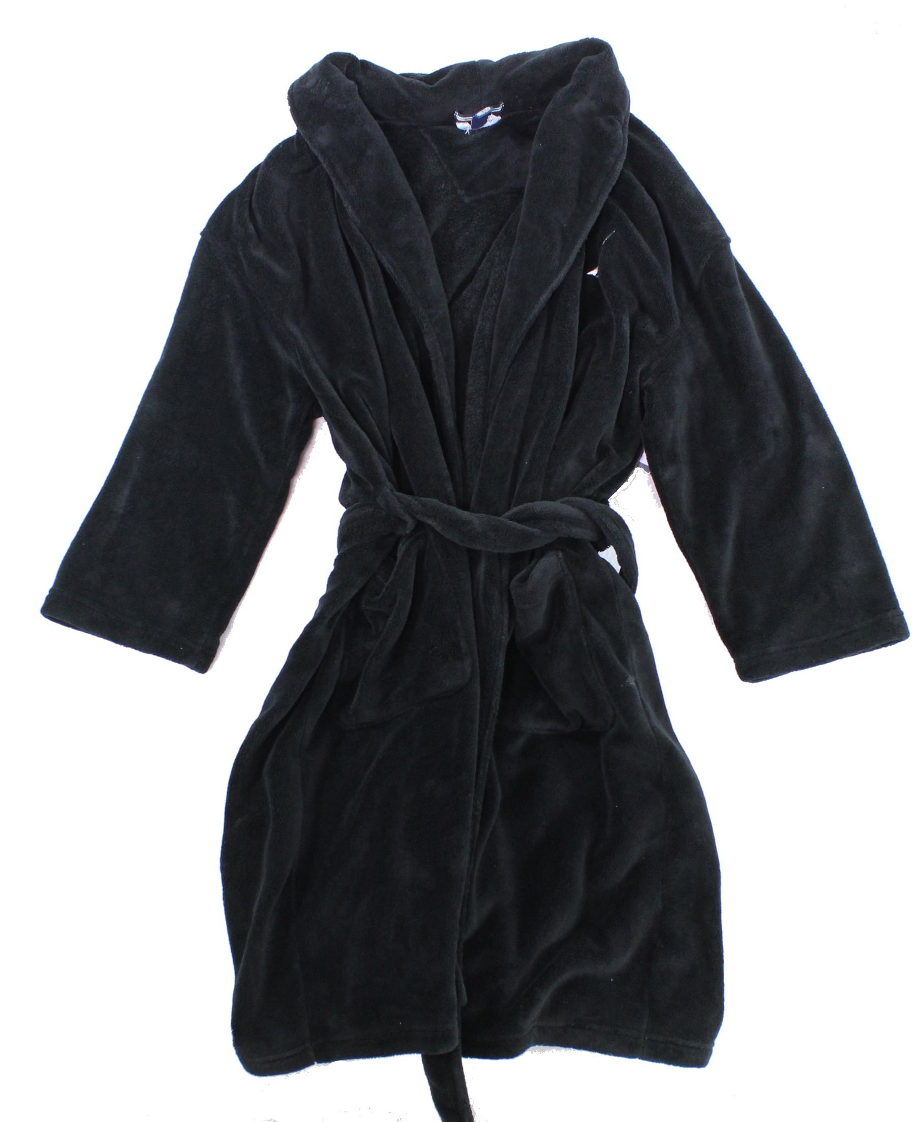 Nautica NEW Black Mens One Size Long Cozy Pocketed Fleece Bow Robe