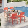 thumbnail image 2 of VECELO 4-Pack Plastic Stackable Dining Chairs, Modern Outdoor Patio Chairs for Restaurant, Poolside and Garden, No Assembly, Red, 2 of 15