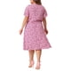 thumbnail image 4 of GRACE & GRANDEUR Vestido de Verano Midi para Mujeres Talla Grande con Mangas Cortas de Volantes y Estampado Floral 2X Rosa Oscuro, 4 of 8