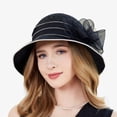 thumbnail image 4 of Hfolob Sun Hats For Women Ladies Dress Hat Wide Leaf Flower Bridal Shower Hat Sun Hat Beach Hat Breathable, 4 of 7