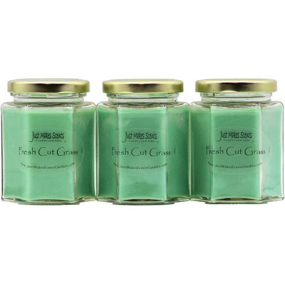 Just Makes Scents 3-Pack Fresh Cut Grass Scented Jar Candles, 8 oz