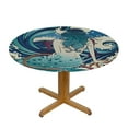 thumbnail image 3 of BANET Fantasy Sea Wave Mermaid Round Fitted Tablecloth with Elastic Protector Table Cloth Kitchen Dinner Waterproof Oil-Proof Table Covers 54"-58, 3 of 8
