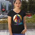 thumbnail image 4 of Full Moon Bigfoot Women's V-Neck T-shirt Hiking Sasquatch Hide and Seek Champion, 4 of 7