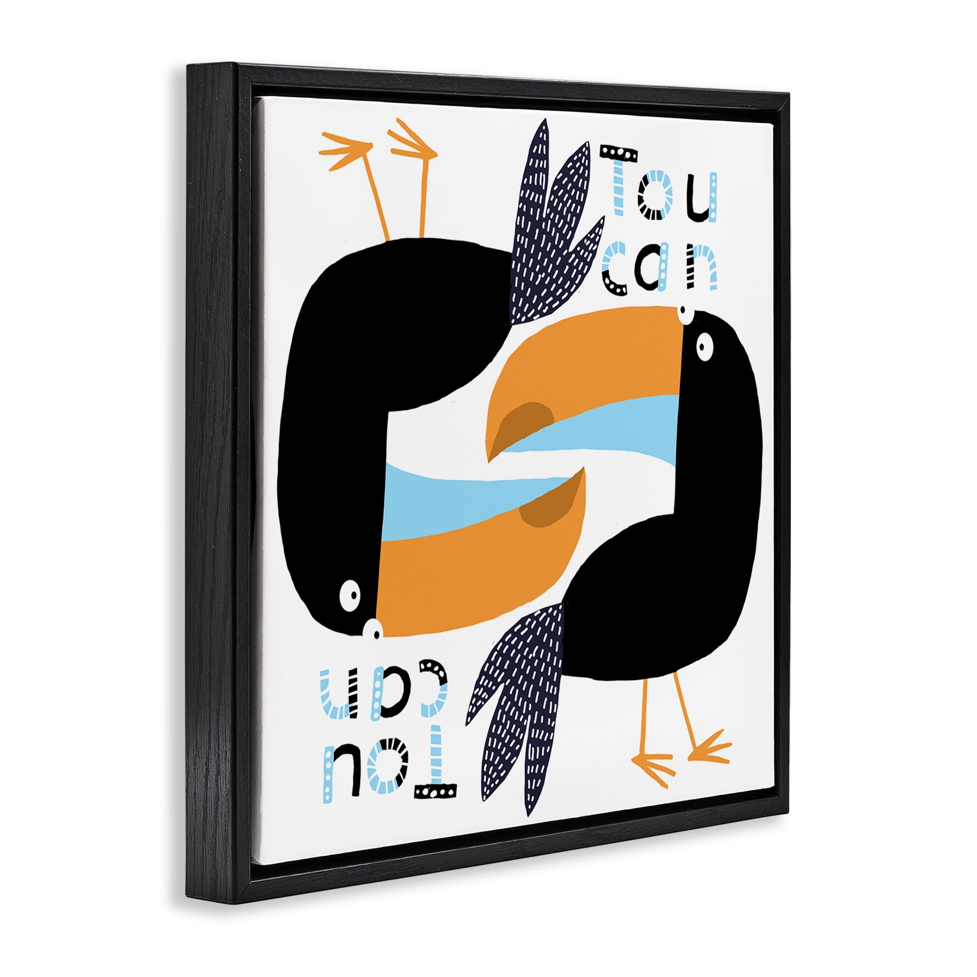 Stupell Industries Tropical Toucan Birds Animals Painting Black Floater Framed Canvas Art Print Wall Art, 18 x 18