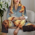 thumbnail image 6 of Gukieu Red And Gray Flame Fox Print Women's Long Sleeve Pajama Set, Button Top Elastic Pocket Pajama Pants Two Piece Set Home Wear-XX-Large, 6 of 7