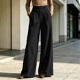 thumbnail image 2 of Womens Dress Work Pants High Waisted Trousers Wide Leg Pull on Stretchy Slacks with Pockets Casual Daily Wear Comfortable Fit by Yigetop Black L, 2 of 7