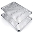 thumbnail image 1 of P&P CHEF Juego de bandeja para hornear y rejilla de cocina extra grande, bandeja de media hoja para galletas de acero inoxidable con parrilla rectangular de 19.6 x 13.5 x 1.2 pulgadas, apta para horno, 1 of 5