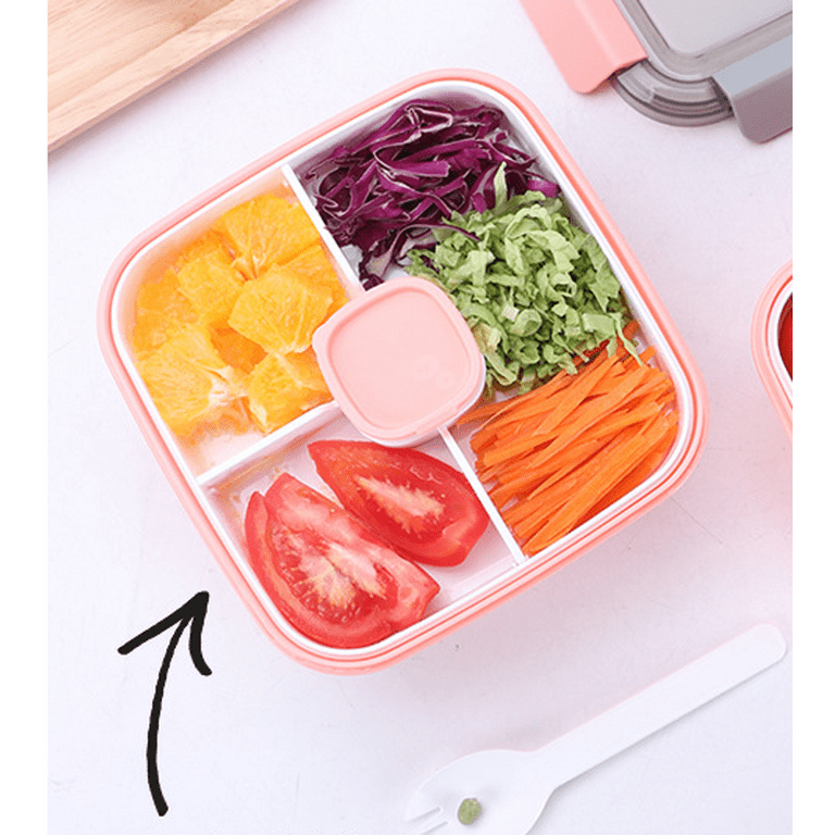 Portable Salad Lunch Container -Salad Bowl -Compartments with Dressing Cup,  Large Bento Boxes, Meal Prep to go Containers for Food Fruit Snack