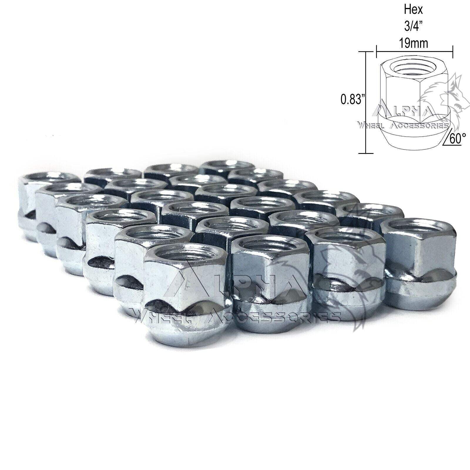 ARROW 24pc Chrome Acorn Lug Nuts 1/2-20 – 60° Conical Seat, 3/4" Hex, SCM Steel – Fits Dodge Viper Dakota Durango Nitro