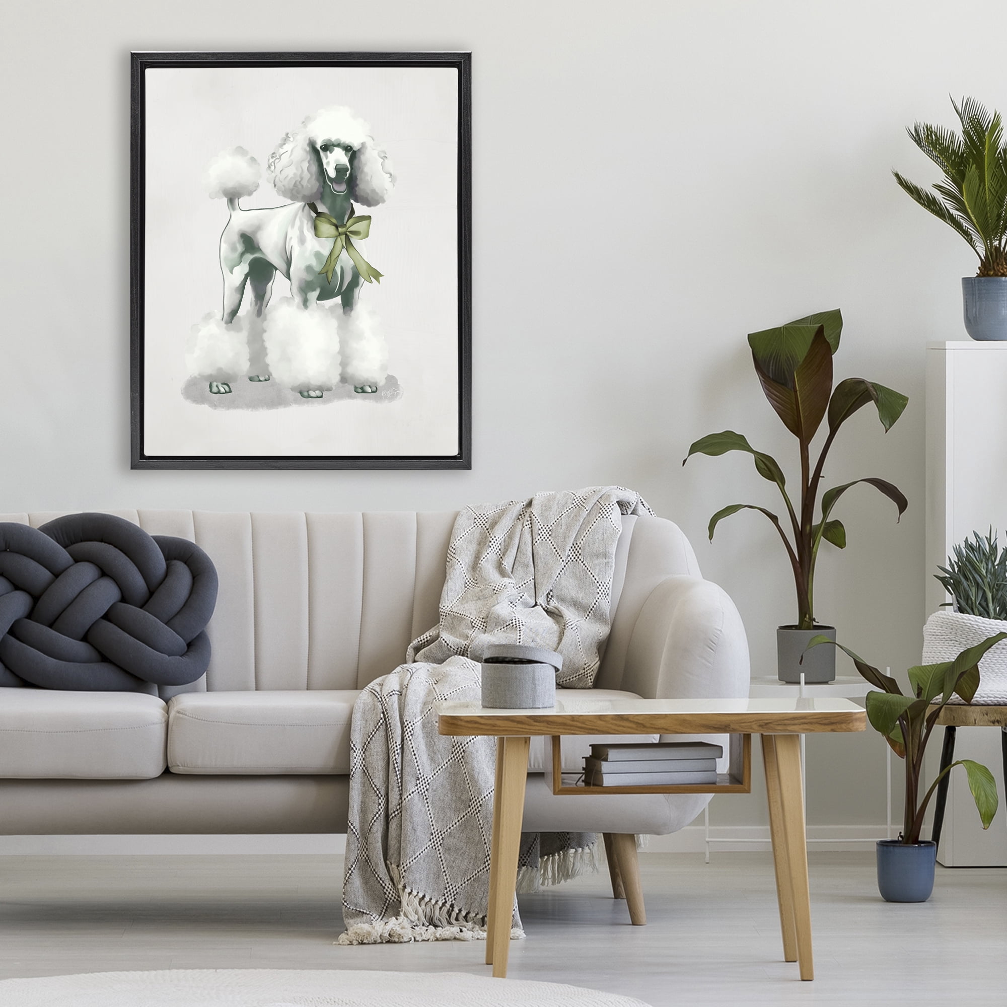 Stupell Industries Graceful Poodle & Ribbon Black Framed Floater Canvas Wall Art, design by Elizabeth Medley