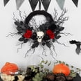 thumbnail image 2 of Adeeing Halloween Wreath 20 Inch Artificial Halloween Skull Wreath Decoration with Roses, Branches for Front Door Home Door Wall, 2 of 9
