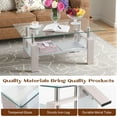 thumbnail image 6 of SEGMART Glass Coffee Table, Rectangle Coffee Table, Tea Table, Modern Side Coffee Table with Iron Leg, Glass Tabletop with Lower Shelf, Modern Dining Center Table for Home Living Room Office, 6 of 9