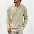 thumbnail image 3 of Hngshg Mens T-Shirts Big and Tall Comfy Button Up Collared Tops Long Sleeve Solid Color Pullover Tee Shirts, 3 of 7