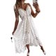 thumbnail image 4 of Vestido largo de playa con cuello en V floral de encaje bohemio informal para mujer, vestido de novia maxi para fiesta de cóctel, 4 of 4