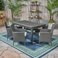 thumbnail image 2 of GDF Studio Aloha Outdoor Acacia Wood and Wicker 9 Piece Expandable Dining Set, Sandblasted Dark Gray, Gray, and Light Gray, 2 of 8
