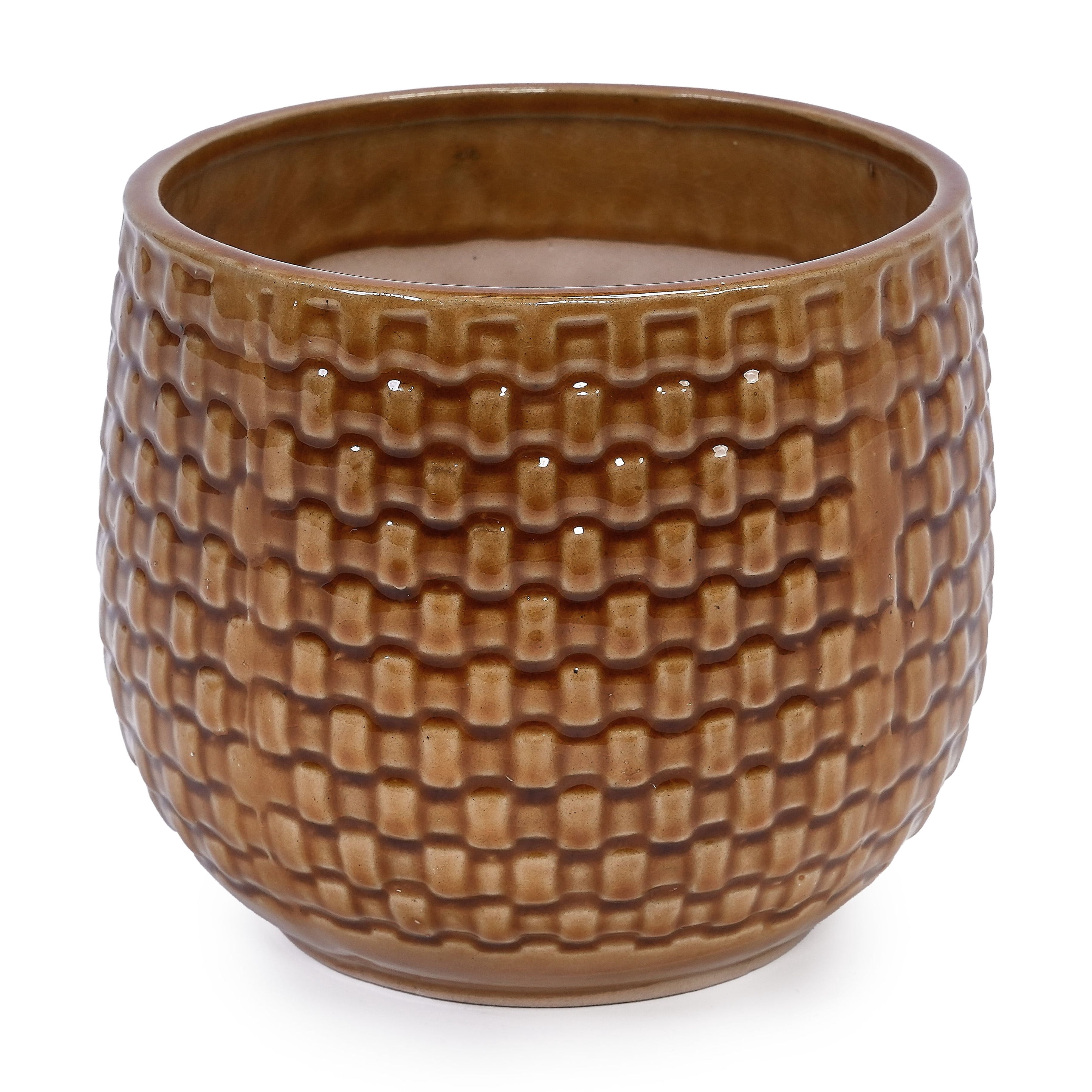 MAYEERTY 3 Pack Ceramic Plant Pots, Planter for Indoor Outdoor Patio, Garden, Dark Brown