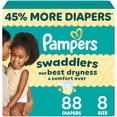 thumbnail image 1 of Pampers Swaddlers Couches, Taille 8 (30+ lbs), Absorbantes, Gardent Bébé au Sec et Confortable, Couche Jetable pour Bébé Sûre pour la Peau, 1 of 27