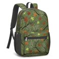 thumbnail image 2 of Camo and Maple Green Pattern 17" Waterproof Oxford School Backpacks for Teens, S-Shape Padded Straps, for School, Travel, Hiking, Camping, 2 of 5