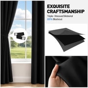 Blackout Curtains, 52 x 84 inch Black Curtains Set of 2 Panels, Thermal Insulated Room Darkening Curtains for Bedroom, Privacy Protection