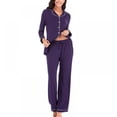 thumbnail image 3 of Pantalon à Manches Longues pour Femmes Pyjama Violet 2XL, 3 of 7