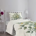 thumbnail image 2 of Ambesonne Eucalyptus Leaves Quilted Bedspread Set 2 Pcs, Branch Triangle, Twin Size, Laurel Green White, 2 of 4