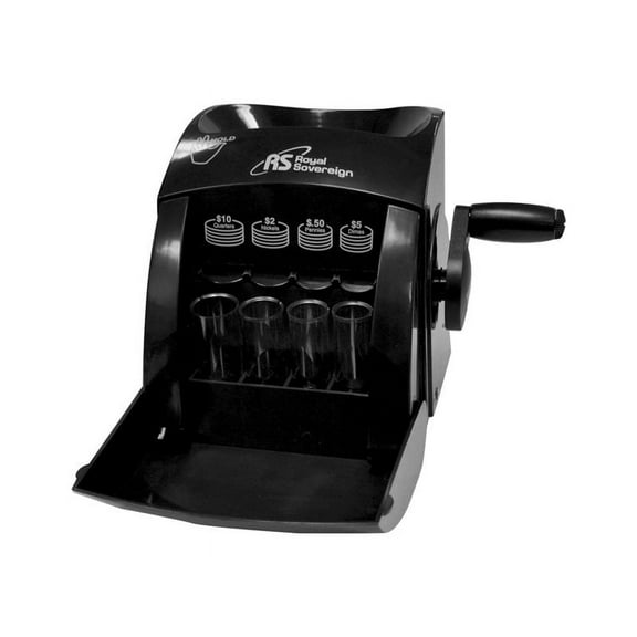 Royal Sovereign  Manual Hand Crank 1 Row Coin Sorter, Black