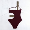 thumbnail image 5 of Huowey Women Swimwear One Shoulder Hollowed Out Swimsuit Removable Solid Color Swimsuit Bohemian Bathing Suit Honeymoon Cruise Trendy Wear, 5 of 8