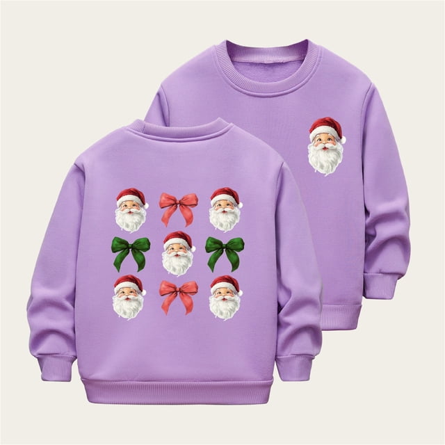 Cowsor Chandails en Molleton Filles Enfants Mignons Graphiques Col Rond Chandail Tops Manches Longues Vacances