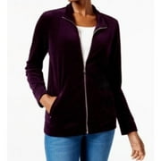 Marquis Purple Velour Full Zip Mock-Neck Petite Women's Jacket