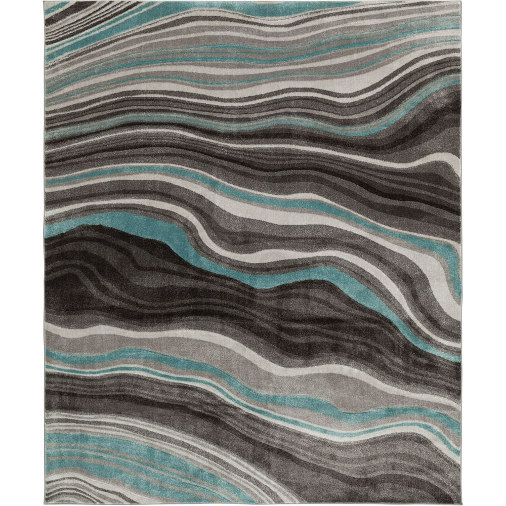 Better Homes & Gardens Waves Indoor Area Rug, Teal, 8' x 10' Walmart