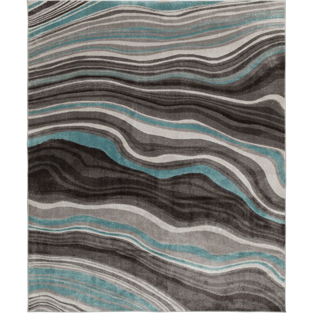 Better Homes & Gardens Waves Indoor Area Rug, Teal, 8' x 10' Walmart