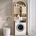 thumbnail image 6 of AHB Over Toilet Storage Cabinet with Doors and Shelves, Freestanding Bathroom Space Saver Organizer, 7.72"L x 23.7"W x 69.06"H, Wood Color, 6 of 8