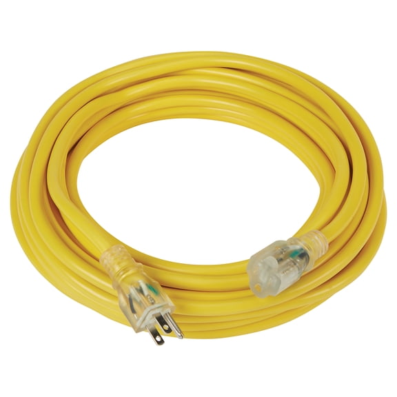 Strongway Outdoor Extension Cord, 15 Amps, 12/3 Gauge, 50ft. Rust-Resistant Blades, Flexible to -40°F, Yellow