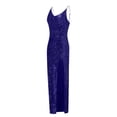 thumbnail image 4 of WEAIXIMIUNG Carnaval Femme Décolleté Profond Paillettes Portefeuille Froncé Sans Manches Robe de Soirée de Boîte de Nuit, 4 of 5