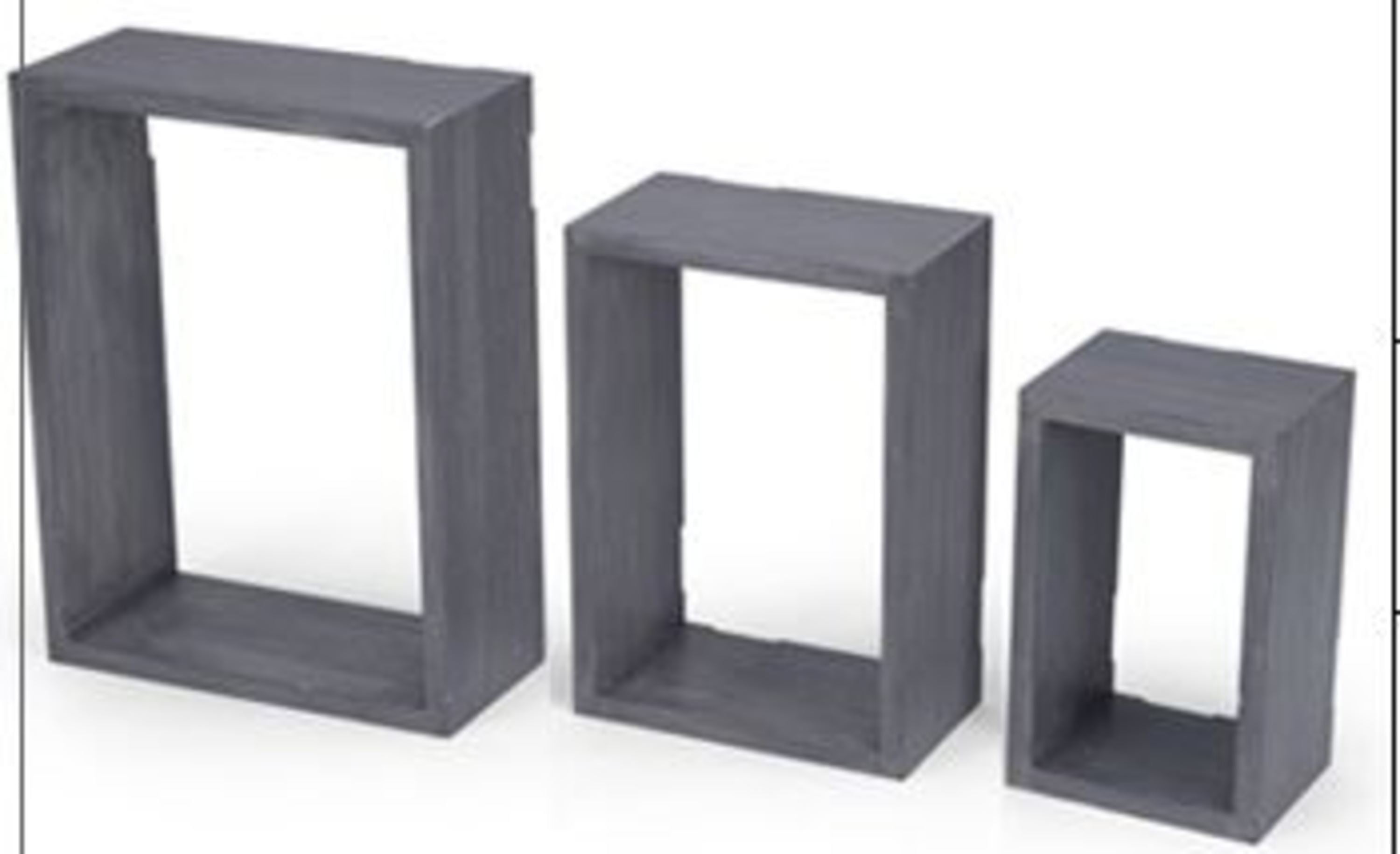 Melannco Set of 3 Rectangular Gray Cubes In Assorted Sizes