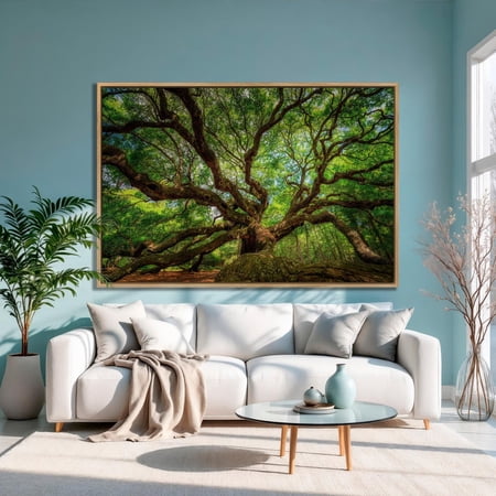 Angel Oak Poster: Charleston South Carolina Wall Art, Stretched Canvas Size 12x18