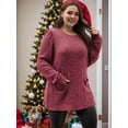 thumbnail image 6 of Long Sleeve Shirts for Women Long Sweaters with Pockets Tunic Tops Loose Fit Rouge M, 6 of 8
