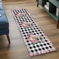 thumbnail image 3 of Runner Rug 2'x6', Easter Bunny Roses Washable Non-Slip Hallway Runner Rugs, Pink Floral Spring Black Buffalo Plaid Bedside Rugs Floor Mats Carpet Runners for Kitchen Bathroom Laundry Room, 3 of 8