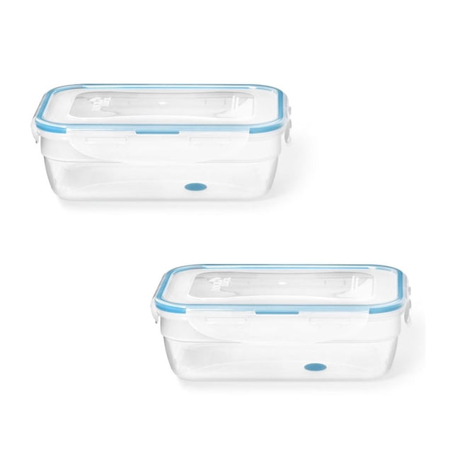 LocknLock - Set of 2 EasyMatch Plastic Containers, Airtight and Leakproof, 1.2 Liter Capacity, Blue